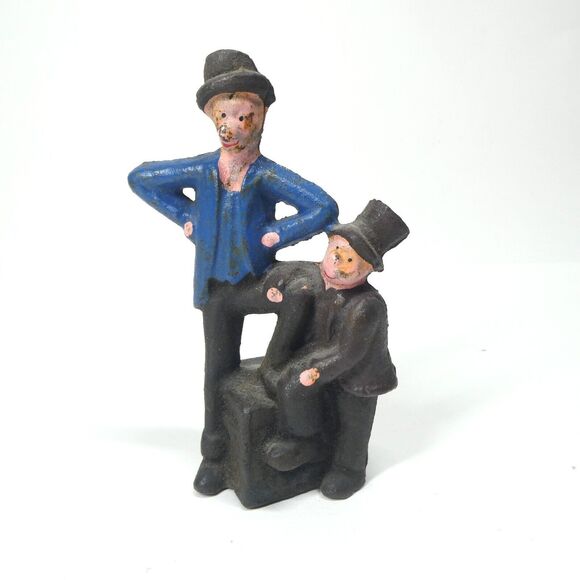 Mutt and Jeff Cast Iron Still Penny Coin Bank Vintage Comic Characters - Picture 1 of 8